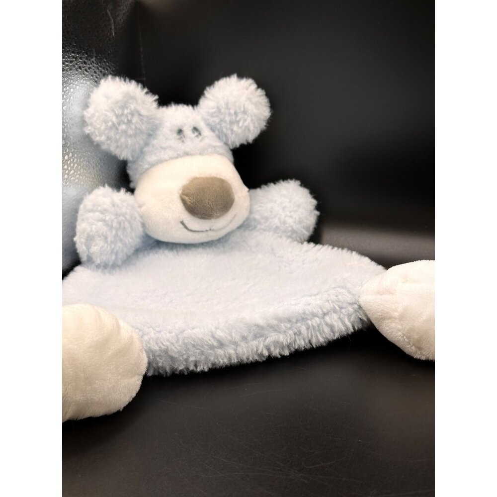 Demdaco Nat & Jules Baby Lovey Blanket Blue White Puppy Flat-a-Pat Rattle 15”